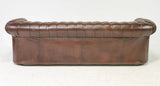 Sofa, British Chesterfield, Brown Leather, Four-Seater Sofa, Button, Vintage! - Old Europe Antique Home Furnishings