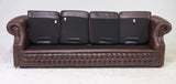 Sofa, British Chesterfield, Brown Leather, Four-Seater Sofa, Button, Vintage! - Old Europe Antique Home Furnishings
