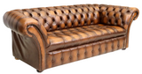 Sofa, English, Chesterfield, Tufted, Brown Leather, Nailhead Trim, 20th Century! - Old Europe Antique Home Furnishings