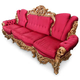 Sofa, Four-Seater, Italian, Rococo, Gilt, Carved, Mid Century, C., 1950's! - Old Europe Antique Home Furnishings