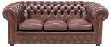 Sofa, Leather, Chesterfield Style, English, Tufted, Brown, Vintage, 20th C.!