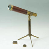 Spyglass on Stand, Telescope, English Brass & Mahogany Narine,