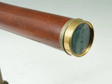 Spyglass on Stand, Telescope, English Brass & Mahogany Narine,