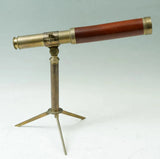 Spyglass on Stand, Telescope, English Brass & Mahogany Narine,