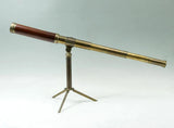 Spyglass on Stand, Telescope, English Brass & Mahogany Narine,