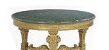 Table, Italian Giltwood, Green Marble-Top Center Table, Vintage, 1900s, 20th C. - Old Europe Antique Home Furnishings