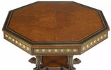 Table, Center, Burlwood & Parcel, Ebonized, Octagonal, Vintage / Antique!! - Old Europe Antique Home Furnishings