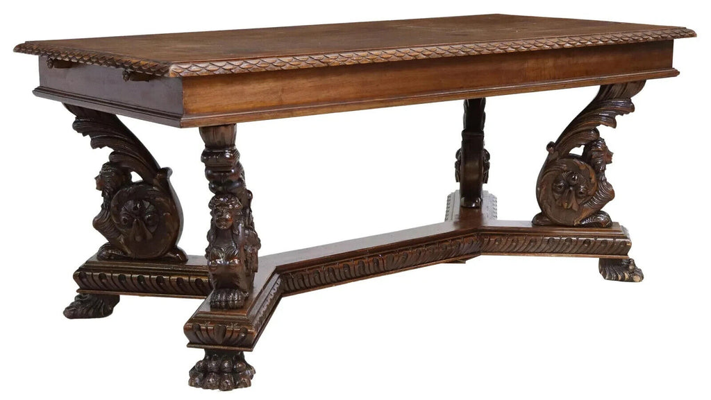 Table, Renaissance Revival, Italian, Carved, Walnut, Extension, Early ...