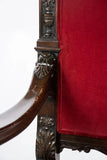 Throne Chairs, Red (2) Italian Renaissance Style, Vintage / Antique, Gorgeous!! - Old Europe Antique Home Furnishings