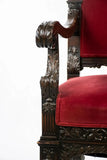 Throne Chairs, Red (2) Italian Renaissance Style, Vintage / Antique, Gorgeous!! - Old Europe Antique Home Furnishings