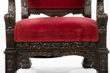 Throne Chairs, Red (2) Italian Renaissance Style, Vintage / Antique, Gorgeous!! - Old Europe Antique Home Furnishings