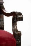 Throne Chairs, Red (2) Italian Renaissance Style, Vintage / Antique, Gorgeous!! - Old Europe Antique Home Furnishings