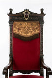 Throne Chairs, Red (2) Italian Renaissance Style, Vintage / Antique, Gorgeous!! - Old Europe Antique Home Furnishings