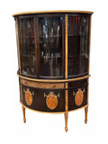 Vitrine, Demilune, Neo Classical Style, Poly-Chrome and Mahogany, Display, China!! - Old Europe Antique Home Furnishings