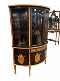 Vitrine, Demilune, Neo Classical Style, Poly-Chrome and Mahogany, Display, China!! - Old Europe Antique Home Furnishings