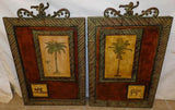 Wall Hanging, Decor, Pair, Painted, Embossed Metal Decorative Wall Decor!! - Old Europe Antique Home Furnishings