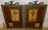 Wall Hangings, Home Decor, Pair, Painted, Embossed Metal Wall Hangings!! - Old Europe Antique Home Furnishings