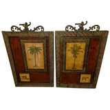 Wall Hangings, Home Decor, Pair, Painted, Embossed Metal Wall Hangings!! - Old Europe Antique Home Furnishings