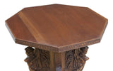 Table, Center, Italian Renaissance Revival, Carved Walnut, Tripod, 19th / 20th - Old Europe Antique Home Furnishings