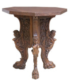 Table, Center, Italian Renaissance Revival, Carved Walnut, Tripod, 19th / 20th - Old Europe Antique Home Furnishings