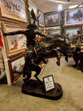 Sculpture, "Bronco Buster", Bronze, Patinated, Monumental, After Remington  58"H - Old Europe Antique Home Furnishings