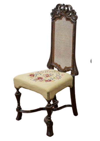 Antique Chair, Cane, Desk, Baroque Style Carved 19th C., 1800s - Old Europe Antique Home Furnishings