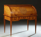 Desk, French, Louis XVI Style, Carved, Inlaid Cherry Cylinder Desk, Vintage!! - Old Europe Antique Home Furnishings