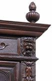 Antique Bookcase, Cabinet, French Henri II, Carved Oak, Stepback Display, 1800s
