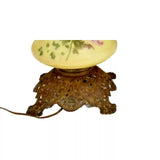 Antique Lamp, "Gone W/ The Wind" Converted Oil Lamp, Yellow, Gilt Base, 1800s!!