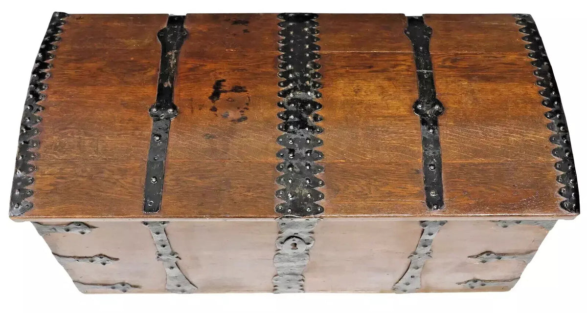 Antique Coffer, Storage Chest English, Iron-Strapped, Oak, Dome-Topped ...