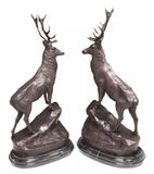 Sculptures, Bronze Stags, After Jules Moigniez, Patinated, French, Set of 2! - Old Europe Antique Home Furnishings
