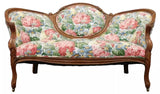 Antique Loveseat, Walnut, Victorian, Upholstered, Brightly Colored, 19th C 1800s!! - Old Europe Antique Home Furnishings