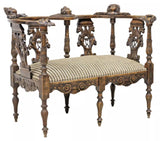 Salon Settee, Ornate French, Renaissance Revival, Figural, Carved, Upholstered! - Old Europe Antique Home Furnishings