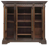 Antique Bookcase, Italian Renaissance Revival, Leaded Crown Glass, Early 1900s! - Old Europe Antique Home Furnishings