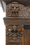 Antique Bookcase, Italian Renaissance Revival, Leaded Crown Glass, Early 1900s! - Old Europe Antique Home Furnishings