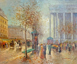 Painting, Oil on Canvas, Illegibly Signed, Expressionist, Unstretched, Street - Old Europe Antique Home Furnishings