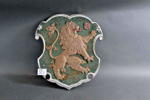 Antique Shield, Heavy Metal Shield with Gold Lion,Man Cave Piece, Early 1900s!
