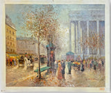 Painting, Oil on Canvas, Illegibly Signed, Expressionist, Unstretched, Street - Old Europe Antique Home Furnishings