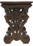 Antique Table Desk, Renaissance Revival, Carved, Walnut, Musician Motif, 1800s! - Old Europe Antique Home Furnishings