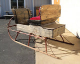 Antique Horse Drawn Sleigh, Buggy Seat, Authentic, Red-Painted, Red Vel., 1800s