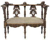 Salon Settee, Ornate French, Renaissance Revival, Figural, Carved, Upholstered! - Old Europe Antique Home Furnishings
