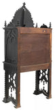 Antique Secretary, Continental Gothic Revival, Black Painted, Armorial, Fall-Front, 1800s