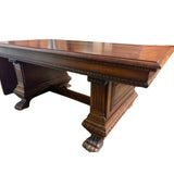 Desk Library / Table, Renaissance Style, Carved, Walnut, Paw Foot, Vintage! - Old Europe Antique Home Furnishings