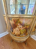 Vitrine, Vernis Martin Style Curio, Glass Door, Two Glass Shelves, Gorgeous! - Old Europe Antique Home Furnishings
