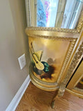 Vitrine, Vernis Martin Style Curio, Glass Door, Two Glass Shelves, Gorgeous! - Old Europe Antique Home Furnishings
