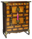 KOREAN MIXED WOOD TWO-LEVEL STORAGE CHEST - Old Europe Antique Home Furnishings