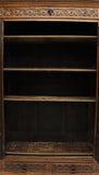 Antique Bookcase, Cabinet, French Breton Carved Oak, 19th / 20th C. - Old Europe Antique Home Furnishings