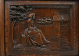 Antique Bookcase, Cabinet, French Breton Carved Oak, 19th / 20th C. - Old Europe Antique Home Furnishings