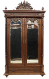 Antique Armoire, French Walnut Mirrored Double Door Armoire, 19th C., 1800s - Old Europe Antique Home Furnishings