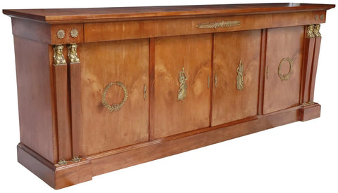 FRENCH EMPIRE STYLE CARYATID MAHOGANY SIDEBOARD - Old Europe Antique Home Furnishings